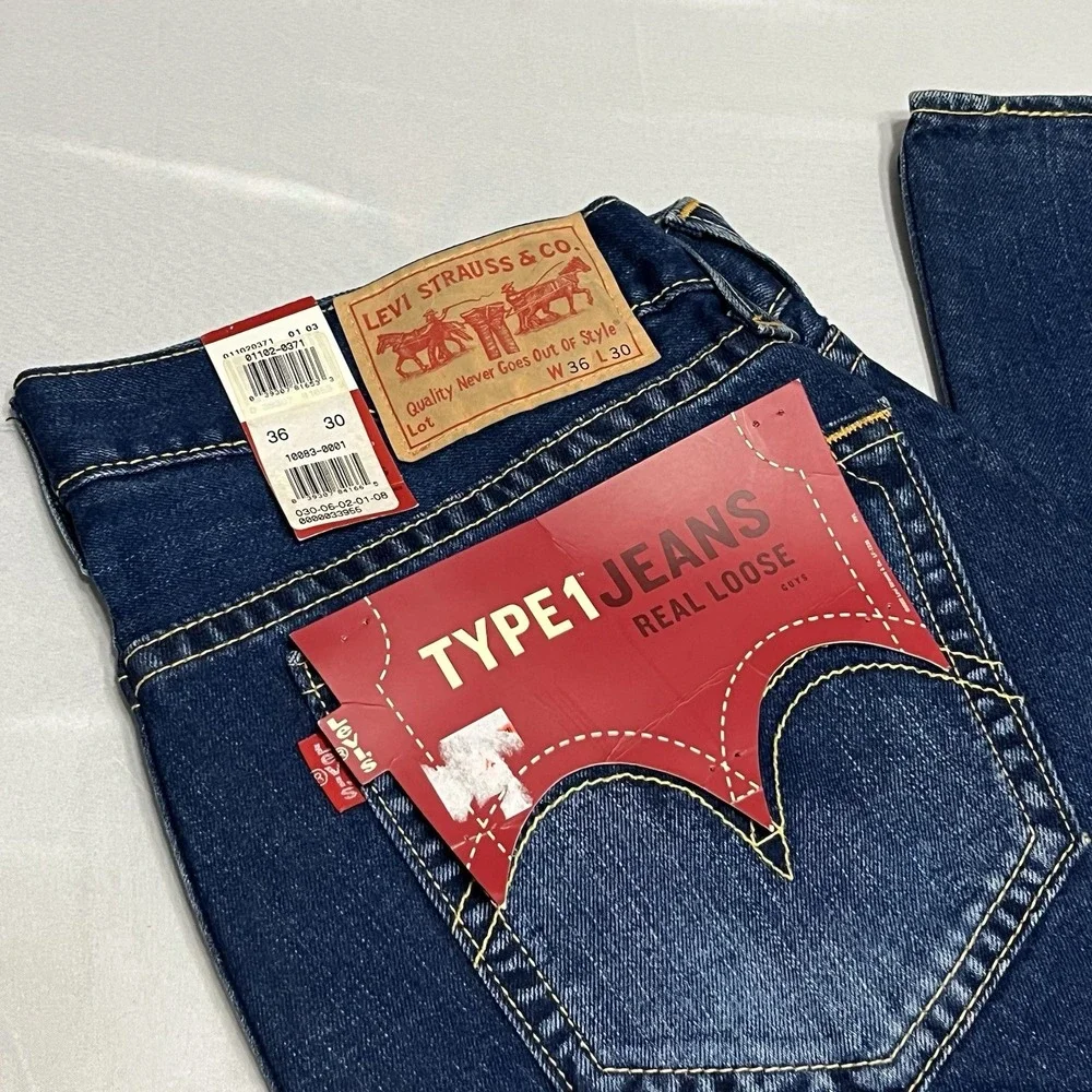 NEW Vintage Levis Type 1 Jeans Size 36x30 Y2K Wide Leg Baggy Real Loose Skater